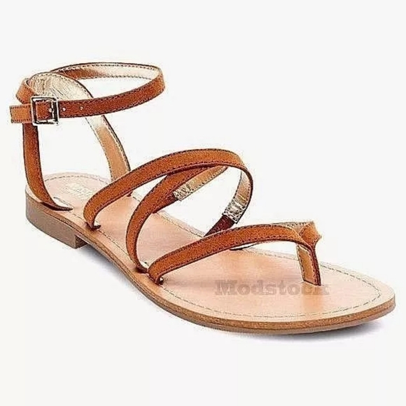 Womens Mossimo Supply Cognac Gladiator Strap Brown Sandals Sz 7.5 EUC - Picture 1 of 10